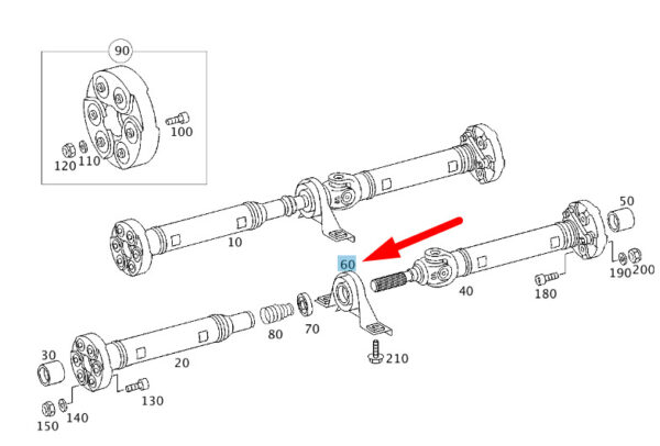 MERCEDES-BENZ E W210 Propeller Shaft Center Support A2114100381 ORIGINAL - Image 2