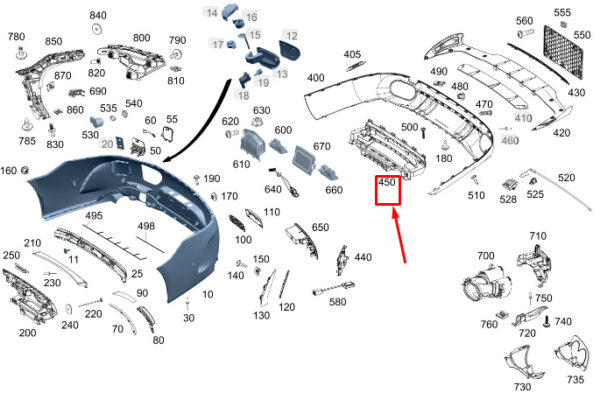 MERCEDES-BENZ AMG GT X290 Rear Lower Bumper Holder A2908854201 ORIGINAL - Image 2