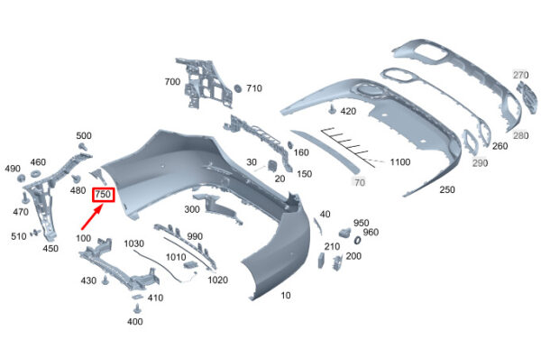 MERCEDES-BENZ C W206 Rear Left Wheel Arch Cover A2068804603 ORIGINAL - Image 2