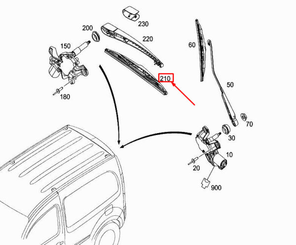 MERCEDES-BENZ CITAN W415 Rear Wiper Blade A4158240726 ORIGINAL - Image 2
