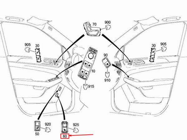 MERCEDES-BENZ ML W166 Hitching Mechanism Switch A1669051051 ORIGINAL - Image 2