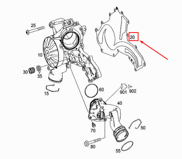 MERCEDES-BENZ S W222 Engine Water Pump Gasket A2782010380 ORIGINAL - Image 2