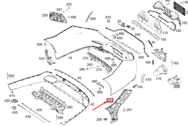 MERCEDES-BENZ CLS C257 Rear Left Bumper Lateral Support A2578805200 ORIGINAL - Image 2