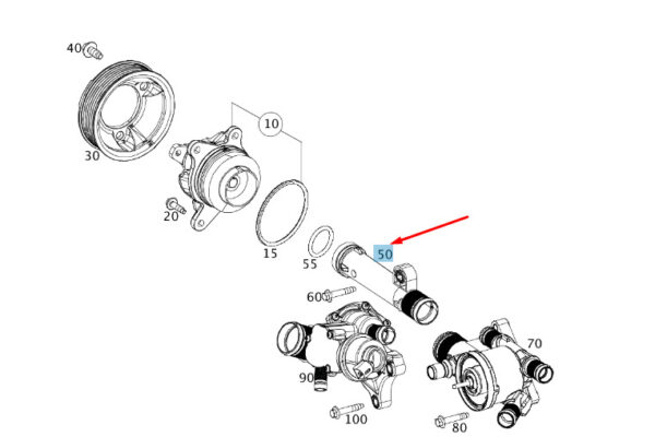 MERCEDES-BENZ C W205 Water Pump Coolant Pipe A6262000051 ORIGINAL - Image 2