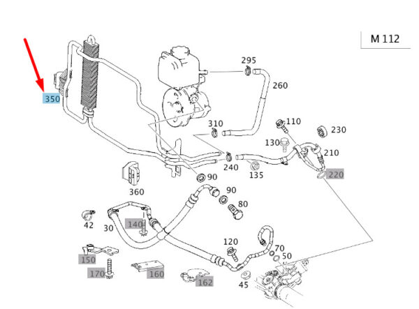 MERCEDES-BENZ E W211 Power Steering Cooler Line A2114662324 ORIGINAL - Image 2