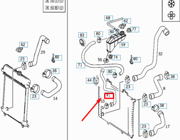 MERCEDES-BENZ E W210 Radiator Coolant Hose A2105010782 ORIGINAL - Image 2