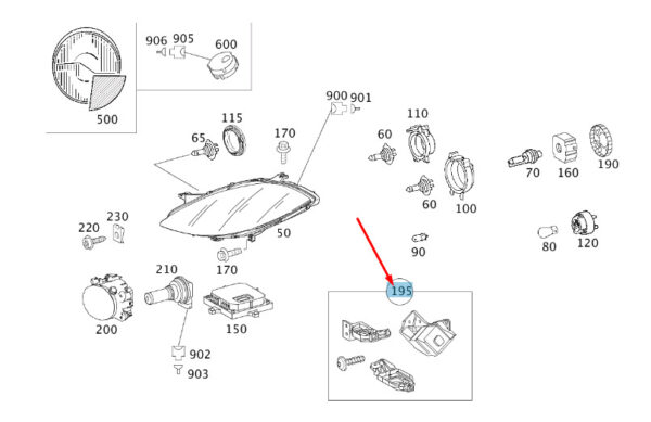 MERCEDES-BENZ A W169 Right Lamp Mounting Repair Kit A1698203014 ORIGINAL - Image 2