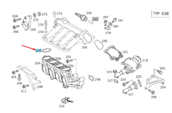 MERCEDES-BENZ C W202 Intake Manifold Flange Seal A6110980280 ORIGINAL - Image 2