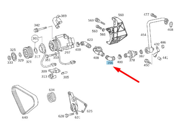 MERCEDES-BENZ E W210 Shut-Off Valve To Check Valve Hose A1041411283 ORIGINAL - Image 2