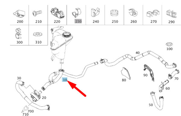 MERCEDES-BENZ R W251 Expansion Tank Hose LHD A2515016182 ORIGINAL - Image 2
