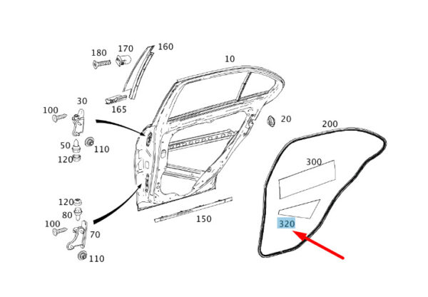 MERCEDES-BENZ C W204 Rear Left Door Paneling Damping A2046820508 ORIGINAL - Image 2