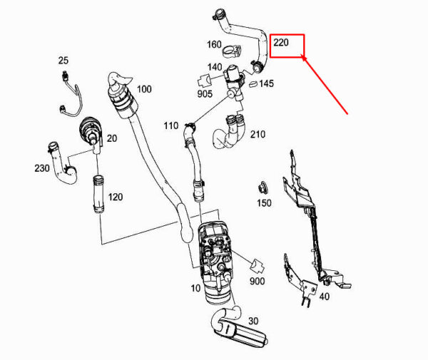 MERCEDES-BENZ S W222 Heater Molded Hose A2225000275 ORIGINAL - Image 2
