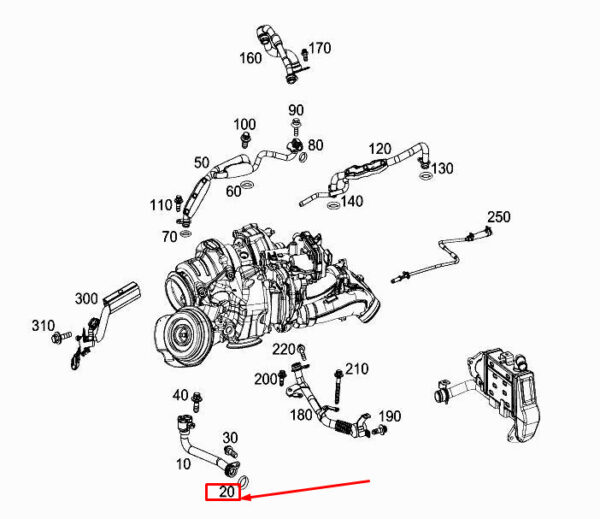 MERCEDES-BENZ S W222 Engine Water Line O-Ring A0009978503 ORIGINAL - Image 2