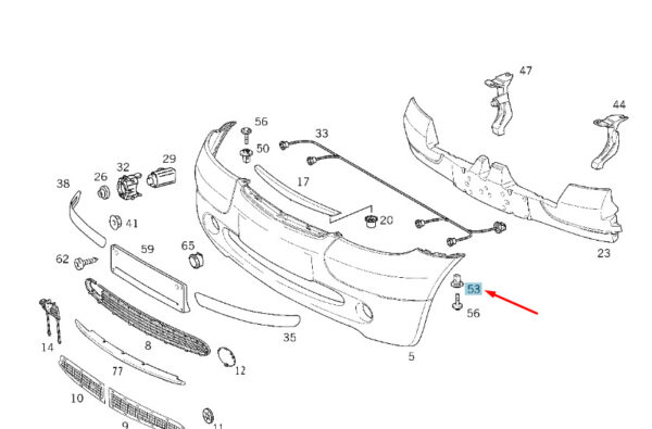 MERCEDES-BENZ A W168 Front Bumper Dowel A0009888825 ORIGINAL - Image 2