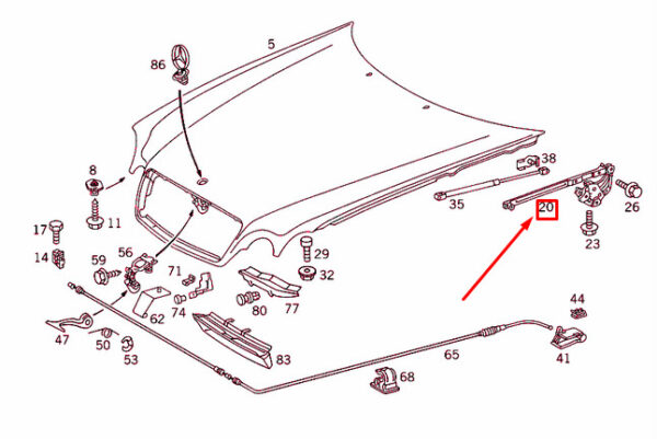 MERCEDES-BENZ CLK C208 Engine Hood Left Hinge A2088800128 ORIGINAL