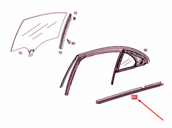 MERCEDES-BENZ S-Class W222 Rear Left Inside Sealing Rail A2227351165 ORIGINAL