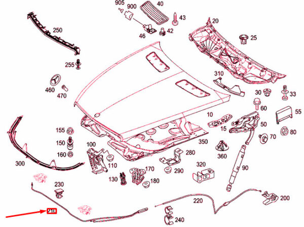 MERCEDES-BENZ CL C216 Engine Hood Front Cable A2168800059ORIGINAL