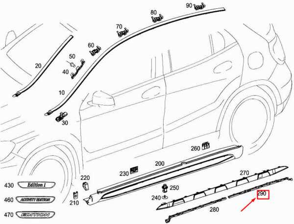 MERCEDES-BENZ GLA X156 Rear Right Sill Bracket A1566981000 ORIGINAL