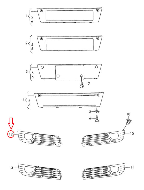 Audi A8 4E Front Bumper Right Fog Light Grill 4E0807680K ORIGINAL - Image 2