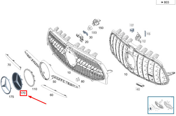 MERCEDES-BENZ CLA C118 Radiator Grille Emblem Carrier A1778880101 ORIGINAL - Image 2