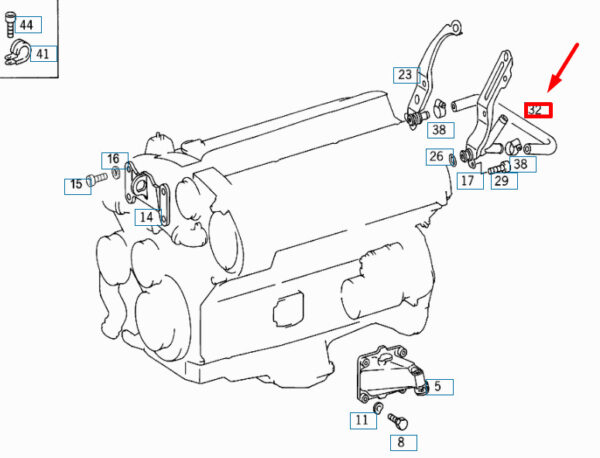 MERCEDES-BENZ S W140 Engine Suspension Eyes Hose A1202030282 ORIGINAL - Image 2
