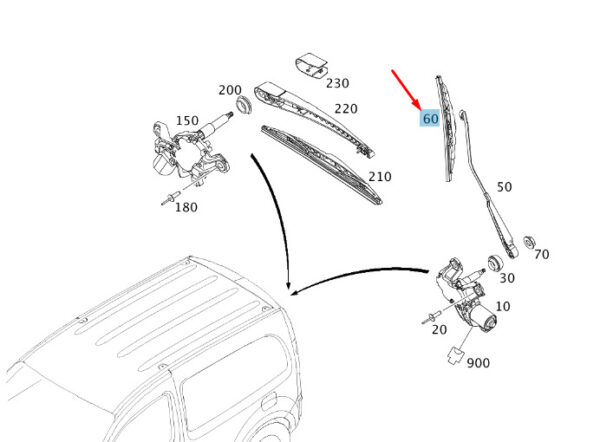 MERCEDES-BENZ CITAN W415 Rear Wiper Blade A4158240026 ORIGINAL - Image 2