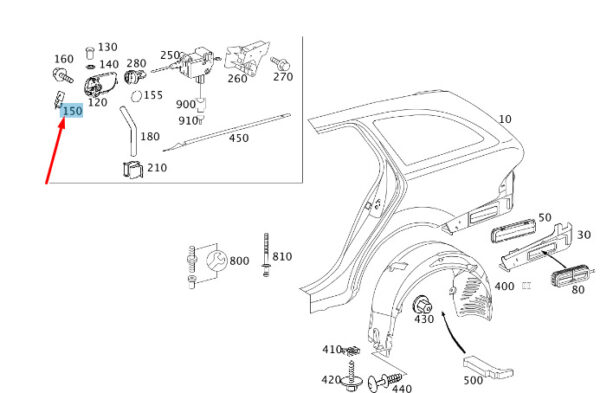 MERCEDES-BENZ E S211 Fuel Tank Flap Spring A2037580136 ORIGINAL - Image 2