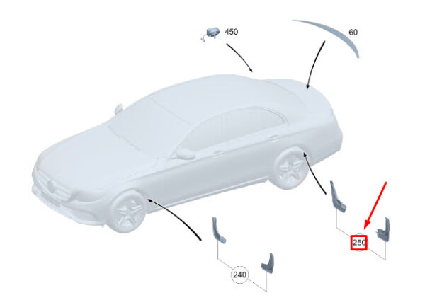 MERCEDES-BENZ S W223 Rear Mud Flaps Kit A2238900700 ORIGINAL - Image 2