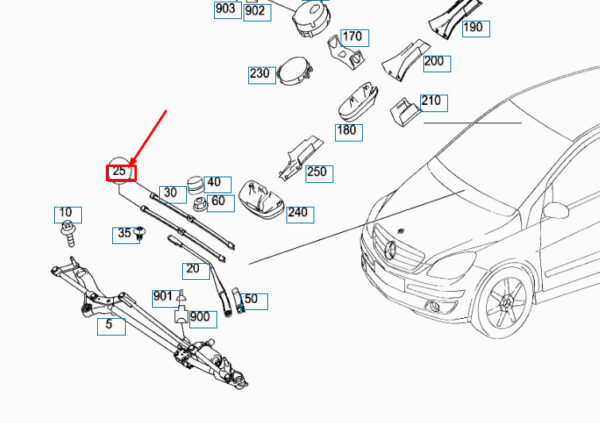 MERCEDES-BENZ B W245 Front Wiper Blade Set LHD A1698201445 ORIGINAL - Image 2
