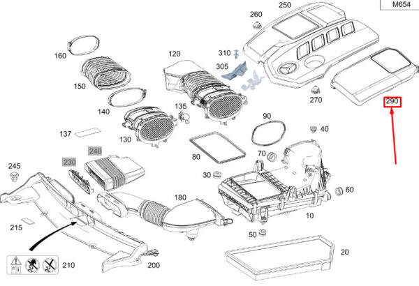 MERCEDES-BENZ E C238 Left Engine Cover A6540106505 ORIGINAL - Image 2