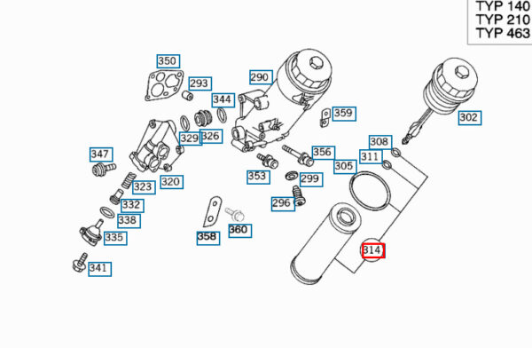 MERCEDES-BENZ E W210 Engine Oil Filter Kit A6061800109 ORIGINAL - Image 2