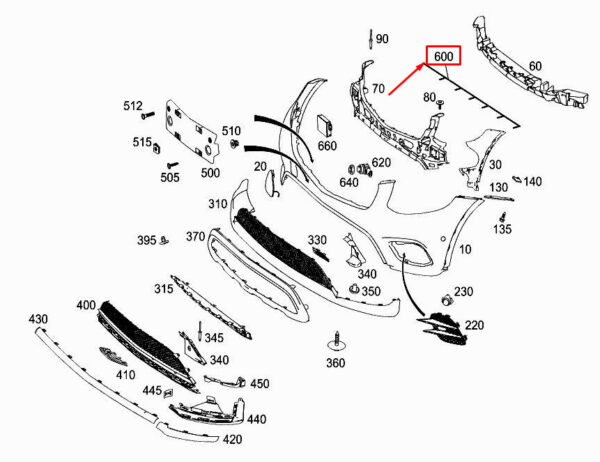 MERCEDES-BENZ GLC X253 Front Parking Aid Wiring A2535402700 ORIGINAL - Image 2