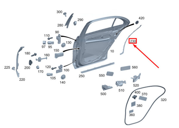 MERCEDES-BENZ S W223 Rear Right Door Seal Rubber A2237303800 ORIGINAL - Image 2
