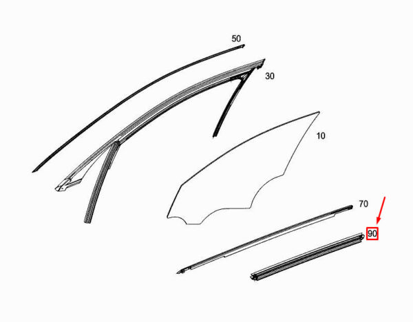 MERCEDES-BENZ E W213 Front Right Window Sealing Rail A2137250465 ORIGINAL - Image 2