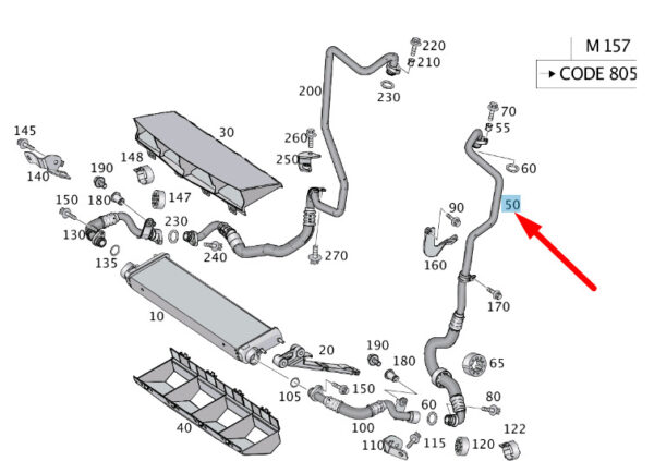 MERCEDES-BENZ ML W166 AMG Engine Oil Cooler Line A1665003172 ORIGINAL - Image 2