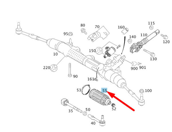 MERCEDES-BENZ S W221 Steering Rack and Pinion Bellow A2214630296 ORIGINAL - Image 2