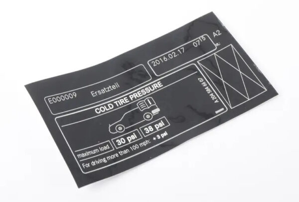 MERCEDES-BENZ C W204 Tire Pressure Label A2045846607 ORIGINAL