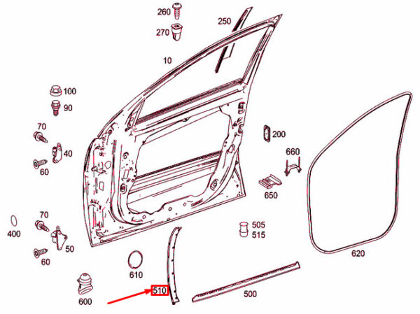 MERCEDES-BENZ R W251 Front Left Door Sealing Frame A2517200578 ORIGINAL