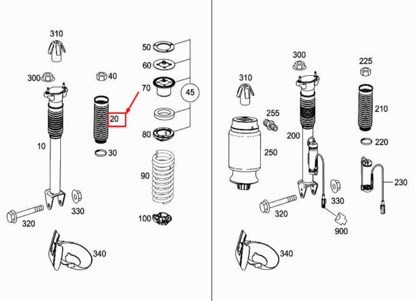 MERCEDES-BENZ ML W166 Rear Shock Absorber Protect Tube A1663260398 ORIGINAL - Image 2