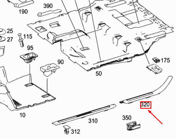 MERCEDES-BENZ A W169 Rear Left Door Entrance Trim A16968007749051 ORIGINAL - Image 2