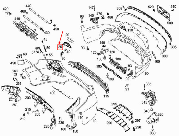 MERCEDES-BENZ GLC X253 Rear Bumper Hinge Bracket Cover A2537570100 ORIGINAL