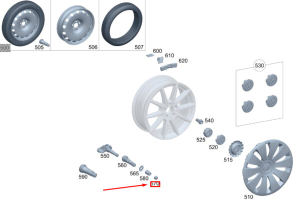 MERCEDES-BENZ GLA H247 Wheel Valve Cap A0004018619 ORIGINAL