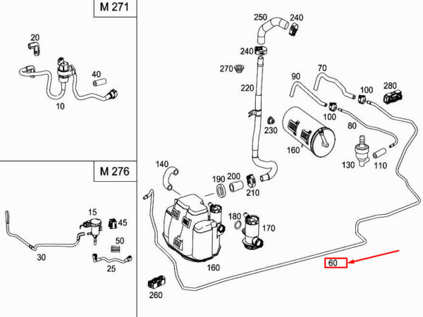 MERCEDES-BENZ SLK R172 Purge Line A1724710115 ORIGINAL