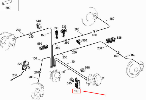 MERCEDES-BENZ E W212 Brake Line Bracket A2124760236 ORIGINAL