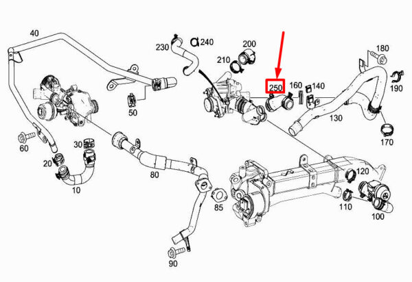 MERCEDES-BENZ A W176 Engine Coolant Hose A2702030282 ORIGINAL