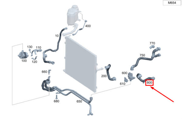 MERCEDES-BENZ GLC X254 Engine Coolant Hose A2545012000 ORIGINAL