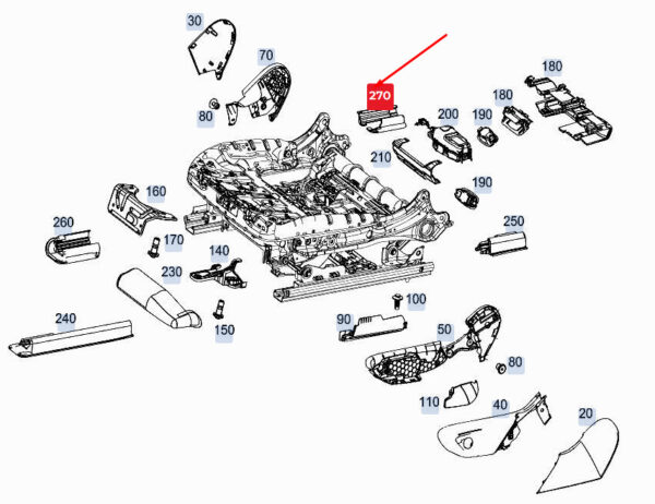 MERCEDES-BENZ GLE W167 Inside Right Seat Rear Rail Cover A1679191000 ORIGINAL