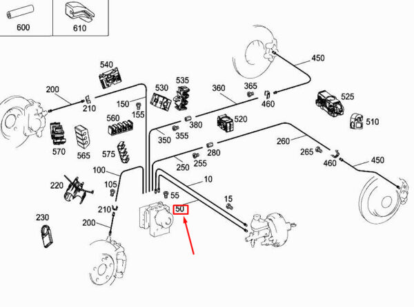 MERCEDES-BENZ S W222 Master Cylinder Brake Line A2224207826 ORIGINAL