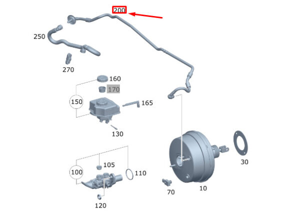 MERCEDES-BENZ GLE W167 Brake Booster Vacuum Line LHD A1674304000 ORIGINAL
