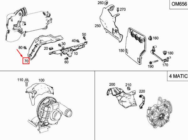 MERCEDES-BENZ S W222 Right Engine Support Shield A6541421400 ORIGINAL